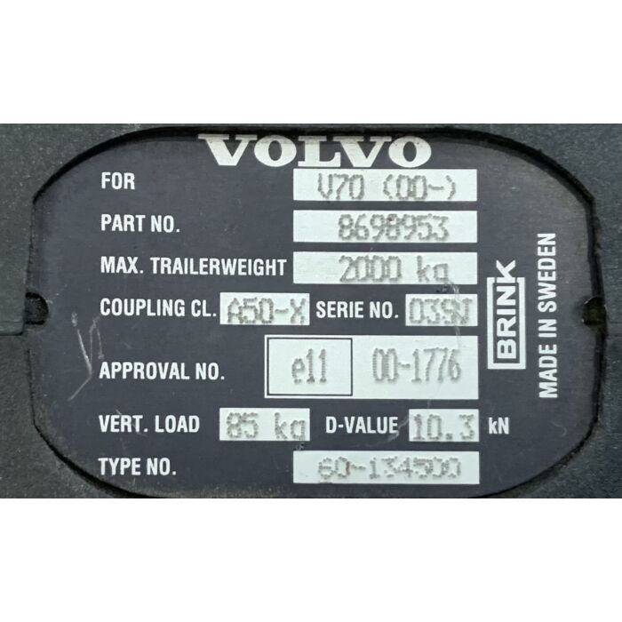 Gancio di traino, Sfera di traino rimovibile originale con chiave, per Volvo 2000-2007, Numero di parte 8698953, Usato