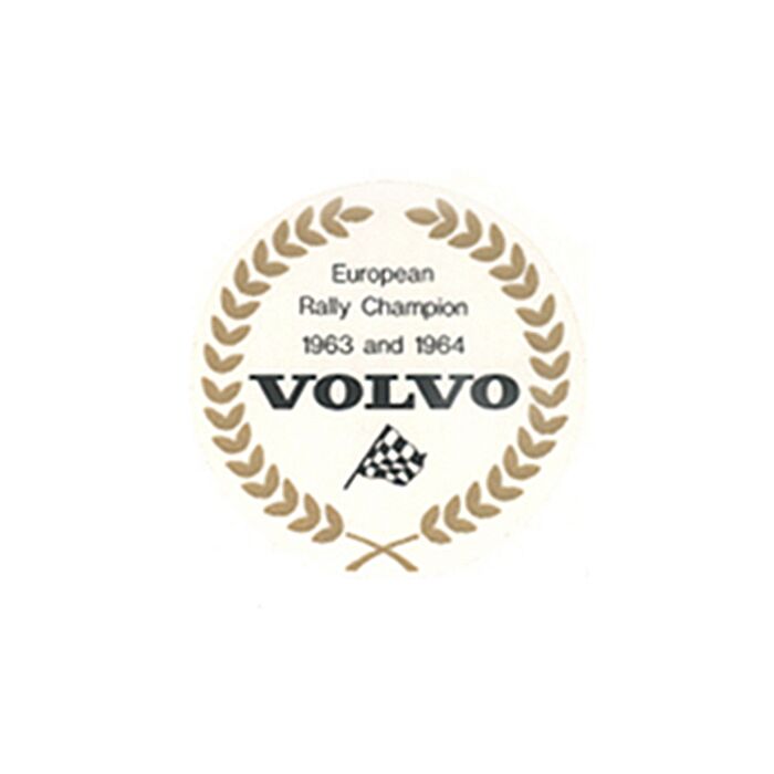 Sticker European rally champion 1963-1964 goud op wit