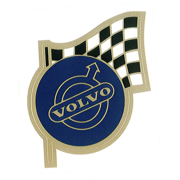 Sticker Volvo blauw met zwart/witte vlag