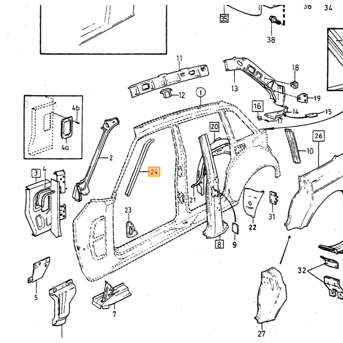 Volvo Dakrand Goot Sierlijst links Volvo onderdeel nr 1203469