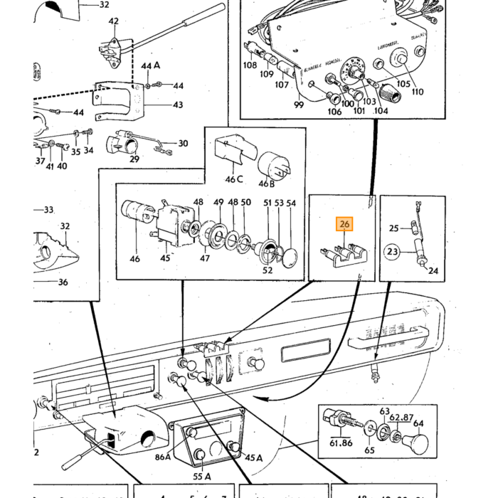 Volvo Koplampwisser blad 140+164 voor ronde koplamp ook F4+F6 (1213849) niet meer leverbaar Volvo onderdeel nr 1203635