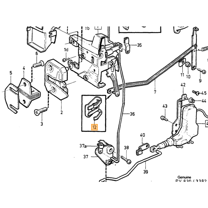 Volvo klem U clip  bevestiging portier mechanisme in deur 140 240 740 760 780 940 960 s90 v90 Volvo onderdeel nr 1203658