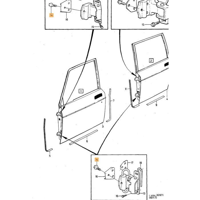 Volvo klem U clip  bevestiging portier mechanisme in deur 140 240 740 760 780 940 960 s90 v90 Volvo onderdeel nr 1203658