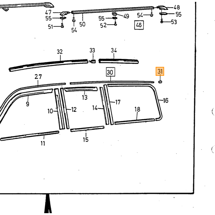 Volvo Klem stop voor 1203965 klem sierstrip 240 245 estate eindstuk Volvo onderdeel nr 1203965