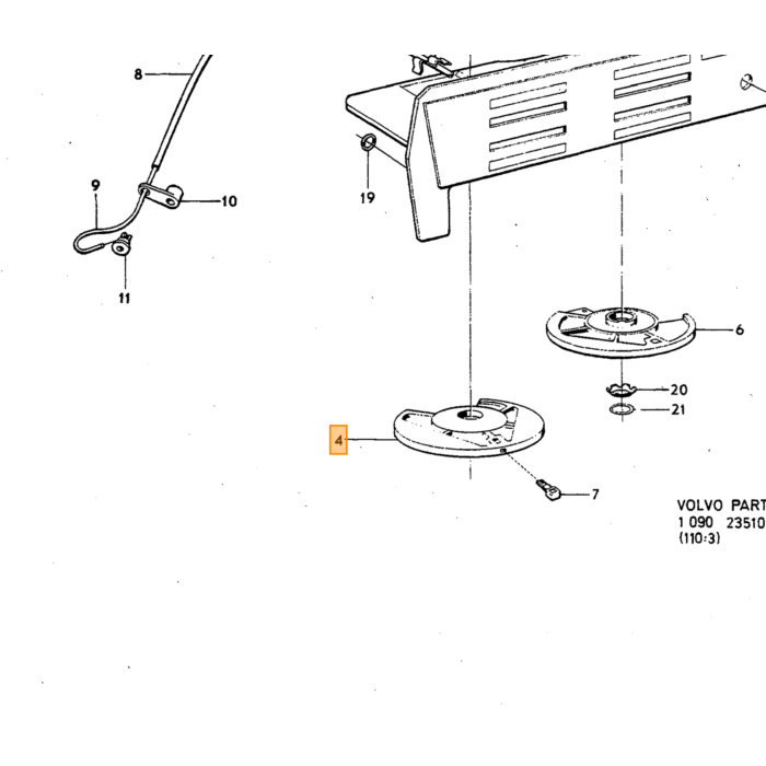 Volvo stelwiel kachel verwarming bediening 240 260 zonder airco  Volvo onderdeel nr 1211660