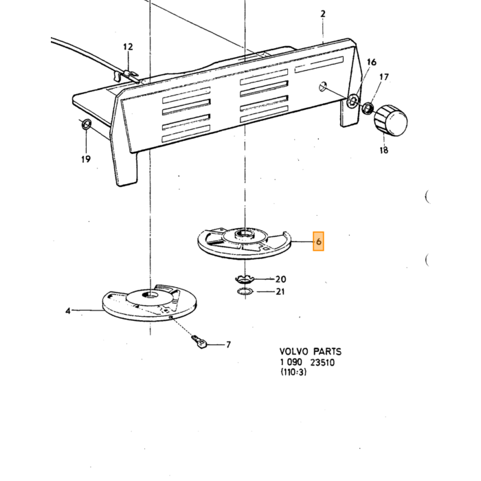 Volvo stelwiel kachel verwarming bediening 240 260 zonder airco  Volvo onderdeel nr 1211662