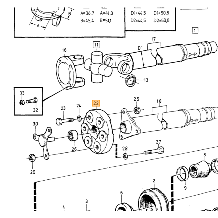 Volvo Albero motore frizione in gomma 240+260+740+940+96 Volvo ricambi no 1220843