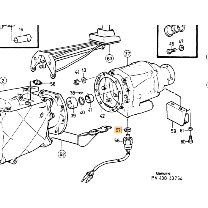 Volvo keerring versnellingsbak overdrive type P Volvo onderdeel nr 1220889