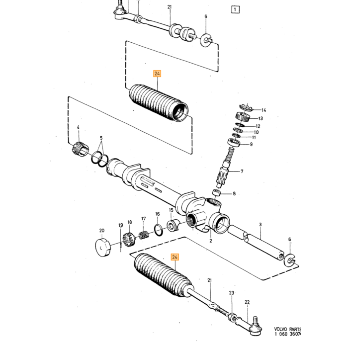 Volvo Copertura in gomma scatola sterzo 240+260 sinistra Volvo ricambi no 1228425