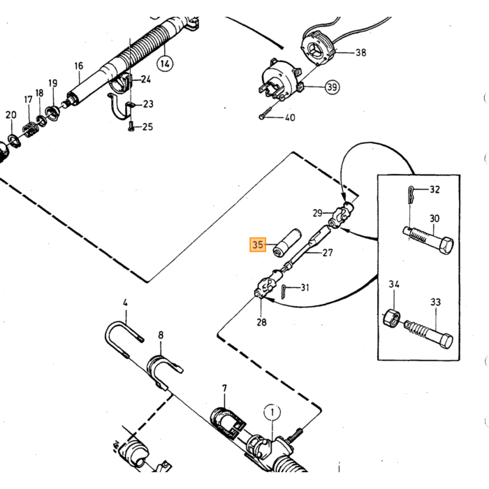 Volvo bescherm Hoes stuurstang stuuras zonder stuurbekrachtiging 1978-1984 Volvo onderdeel nr 1229260