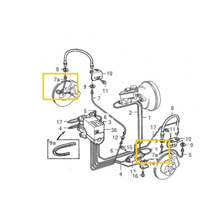 Volvo Rem leiding van klauw naar slang voor rechts 240 260  Volvo onderdeel nr 1229859