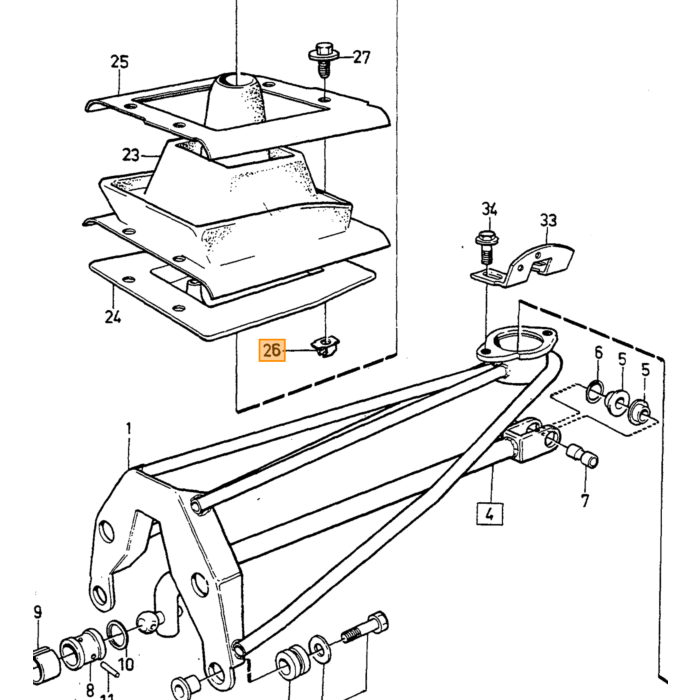 Volvo Rubber demper versnellings bak versnellingspook M45 M46 M47 240 740  760 (1232174) Volvo onderdeel nr 1232605