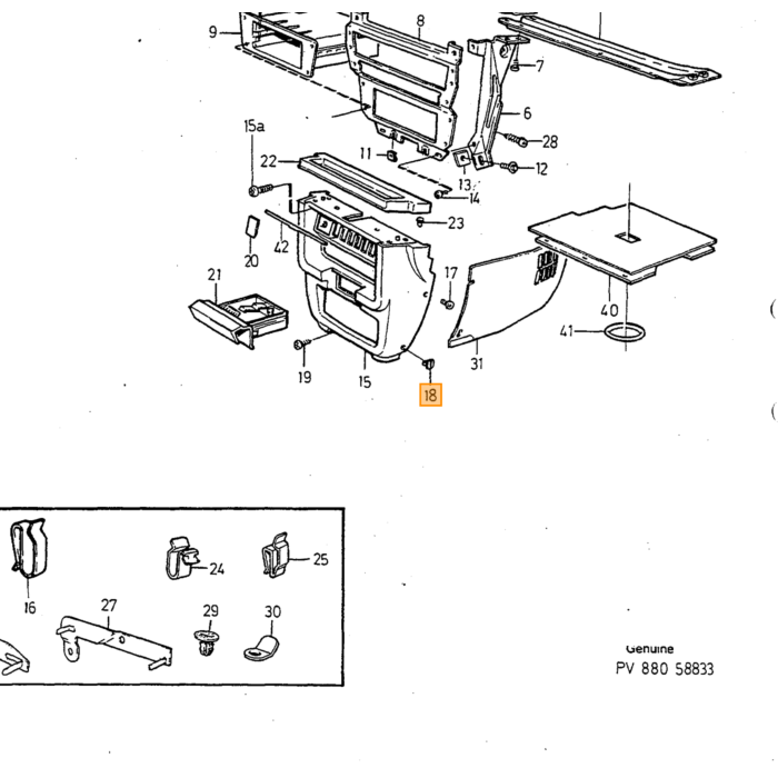Volvo Klem Interno Nero 140-160-240+260 Console Tunnel Non Disponibile Volvo Parte nr 1234286 per Volvo
