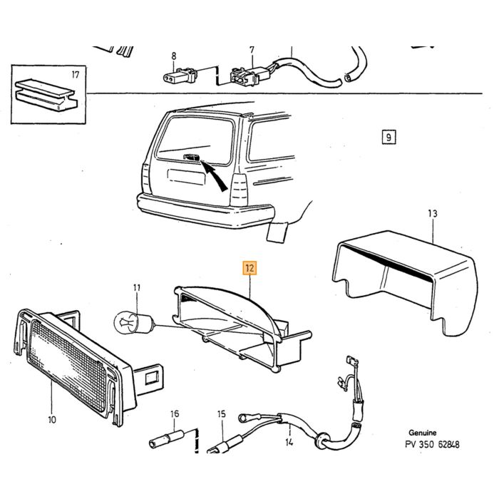 Illuminazione interna 240 bagagliaio berlina 244 242 per Volvo