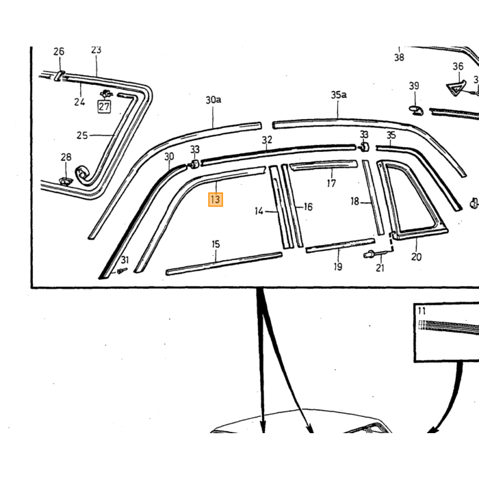 Listello decorativo Volvo lato sinistro, numero di parte Volvo 1246705