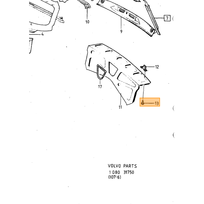 Volvo Traversa posteriore in lamiera 240+260 (9030852) Volvo ricambi no 1255461