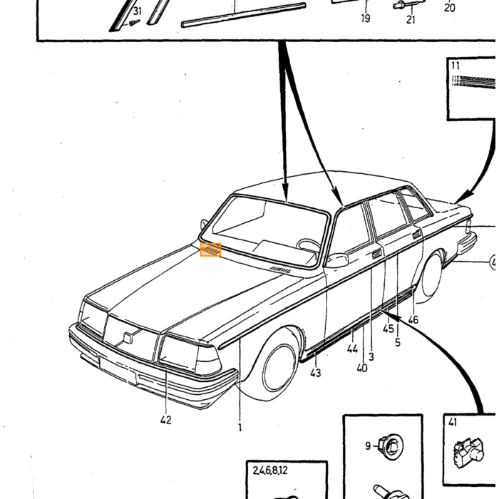 Volvo Fondo immobiliare 245 Trim 240 lasciato dietro ner Volvo ricambi no 1255959
