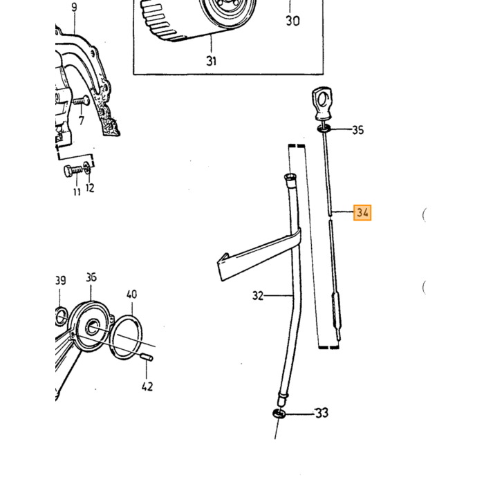 Asta dell'olio Volvo 240 260 740 760 diesel d24, pezzo Volvo nr 1257134