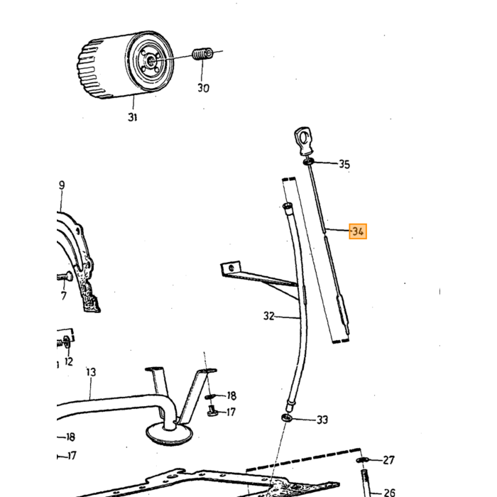 Asta dell'olio Volvo 240 260 740 760 diesel d24, pezzo Volvo nr 1257134