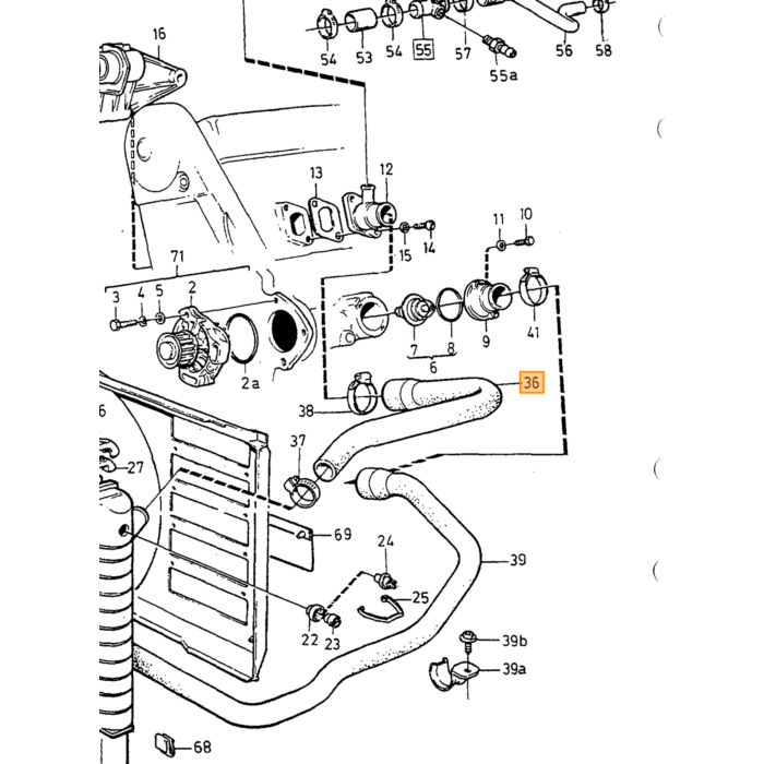 Volvo Tubo radiatore 740+760 D24+D24T+D24TIC superiore 4 Volvo ricambi no 1257347