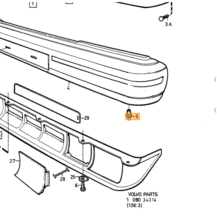 Volvo morsetto in plastica Rivetto Paraurti Parafango Pa Volvo ricambi no 1268176