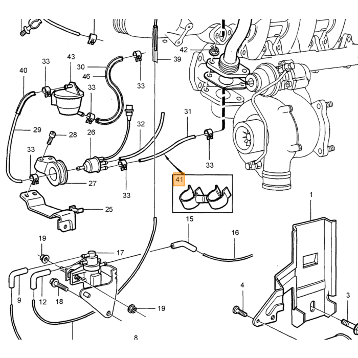 Supporto morsetto linea carburante Volvo 850 c70 v70 s70, pezzo Volvo nr 1270652