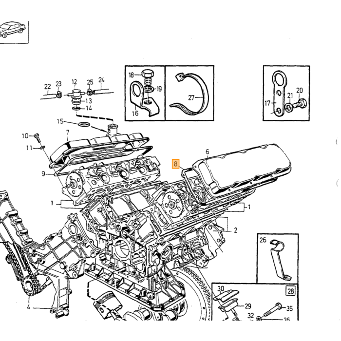 Volvo Guarnizione coperchio valvole B27A+B27E+B28E+B280E Volvo ricambi no 1271483