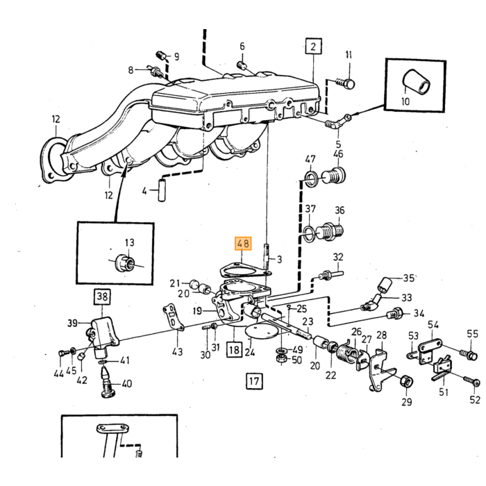 Volvo Guarnizione corpo farfallato sx jetronic B19E+B21E Volvo ricambi no 1271488