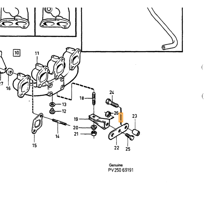 Volvo Exhaust Manifold B200E+B230E 740+940 Volvo ricambi no 1276576
