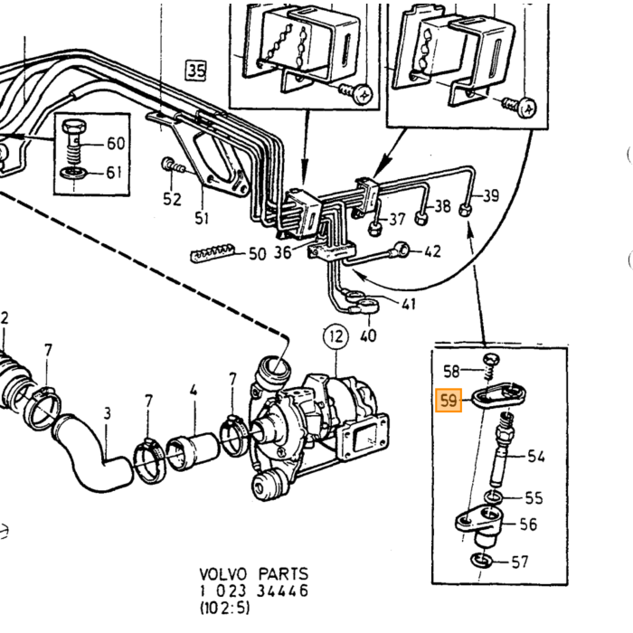 Volvo Injectie houder huis voor injector K tronic montage plaatje Volvo onderdeel nr 1276944