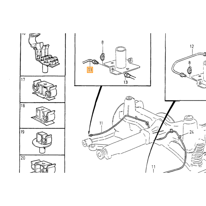 Tubo del freno principale del cilindro del freno al blocco di distribuzione 240 + 260 per Volvo, numero di parte Volvo 1277117