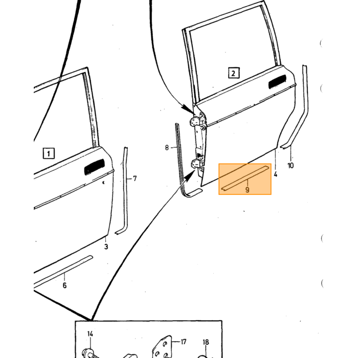 Volvo Molla per serratura porta sinistra 240 260 utilizzabile anteriore o posteriore (12542670) Numero pezzo Volvo 1304819