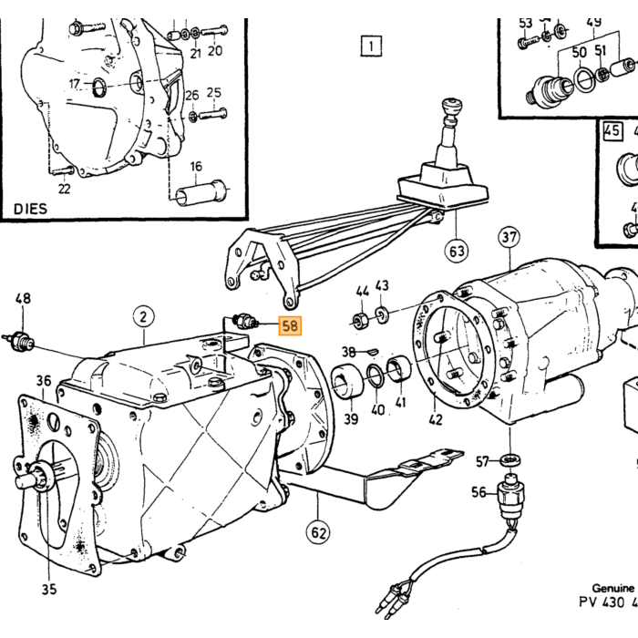 Volvo Interruttore per luci di retromarcia 240+260 1984+ Volvo ricambi no 1307086