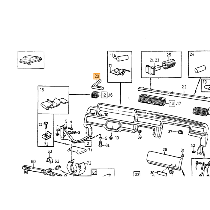 Listello decorativo Volvo a sinistra, pezzo Volvo nr 1307613