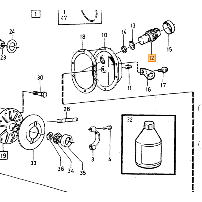 Volvo Kilometerteller snelheid zender sensor 240+260+740+760 zonder ABS op achteras Volvo onderdeel nr 1308024