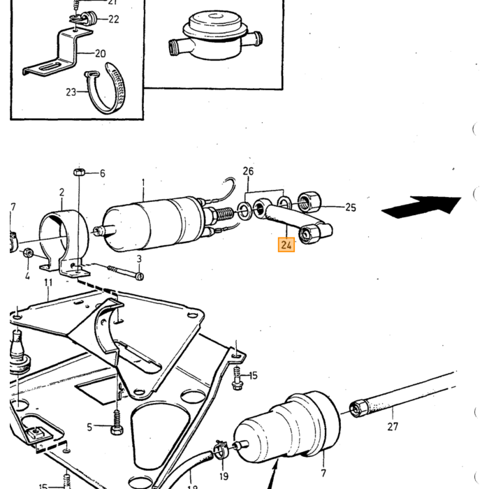 Volvo Fuelpump 240 hose mounting kit 140  240  260 Volvo ricambi no 1312320