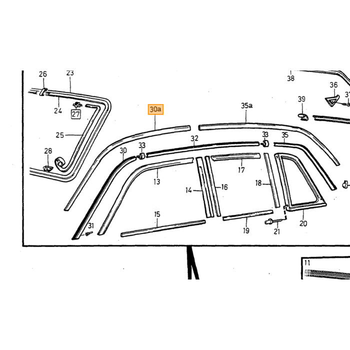 Listello decorativo Volvo a sinistra, tipo Volvo 240 4 porte: numero di parte Volvo 1312477