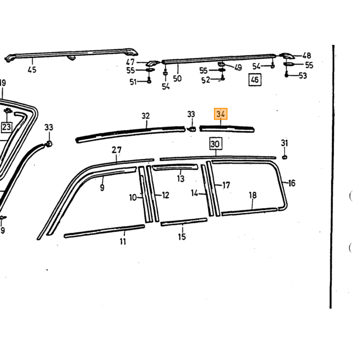 Listello decorativo Volvo lato sinistro tipo Volvo 240 5 porte: pezzo Volvo nr 1312730