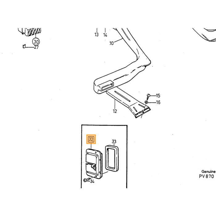 Sigillante per spoiler posteriore, montaggio sotto paraurti Volvo 240 1981+ pezzo Volvo nr 1315645