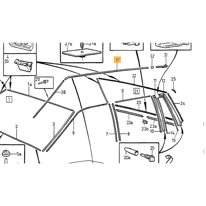 Listello decorativo Volvo lato sinistro, numero di parte Volvo 1325011