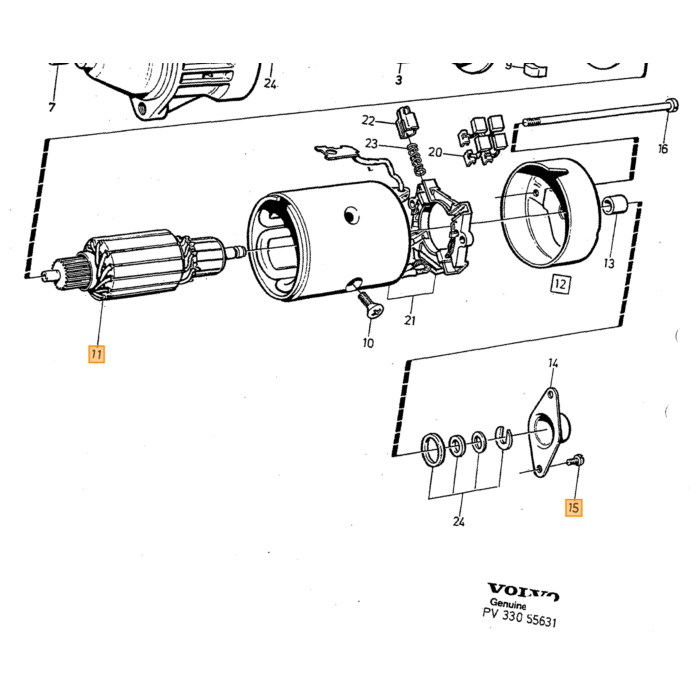 Motore di avviamento Volvo per Volvo diesel 240 940 1328392 V40 OEM riferimento 1257939 1328392 3544627 5002050 5003708  Pezzo Volvo nr 1328392