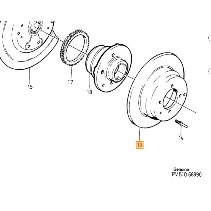 Volvo Perno guida disco freno perno centrale 240+740+940 Volvo ricambi no 1330273