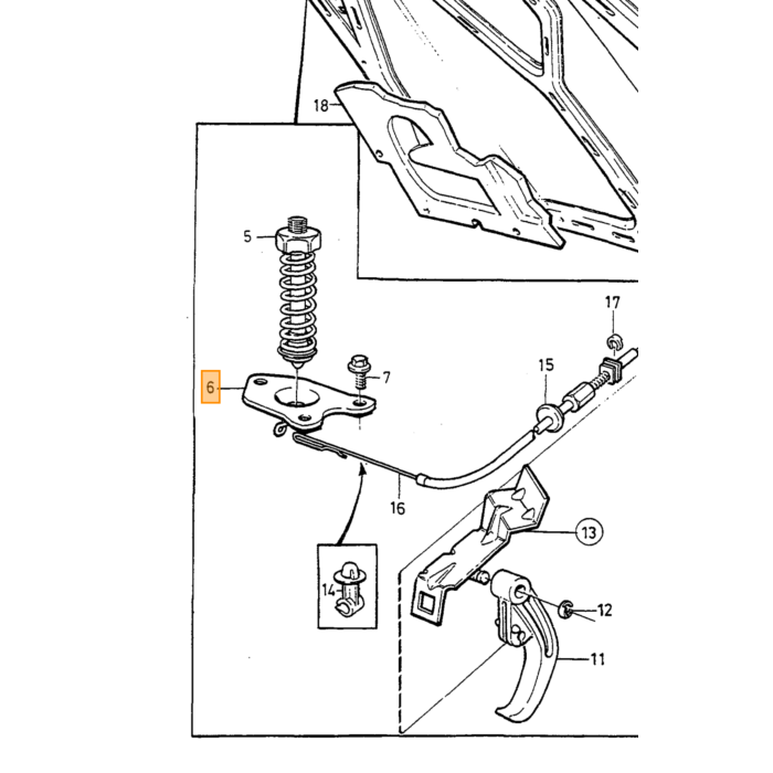 Serratura del cofano motore Volvo, parte inferiore, pezzo di ricambio Volvo nr 1334786