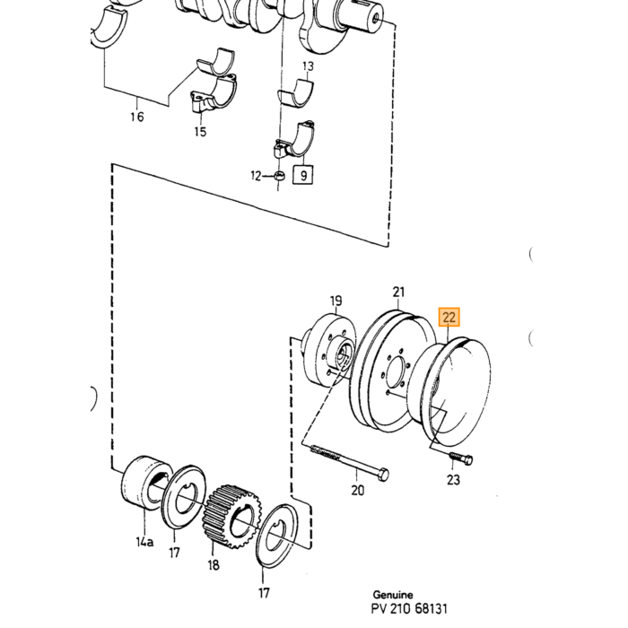 Volvo Poelie airco+bekrachtiging B21+B23 6 gaats pulley Volvo onderdeel nr 1336647