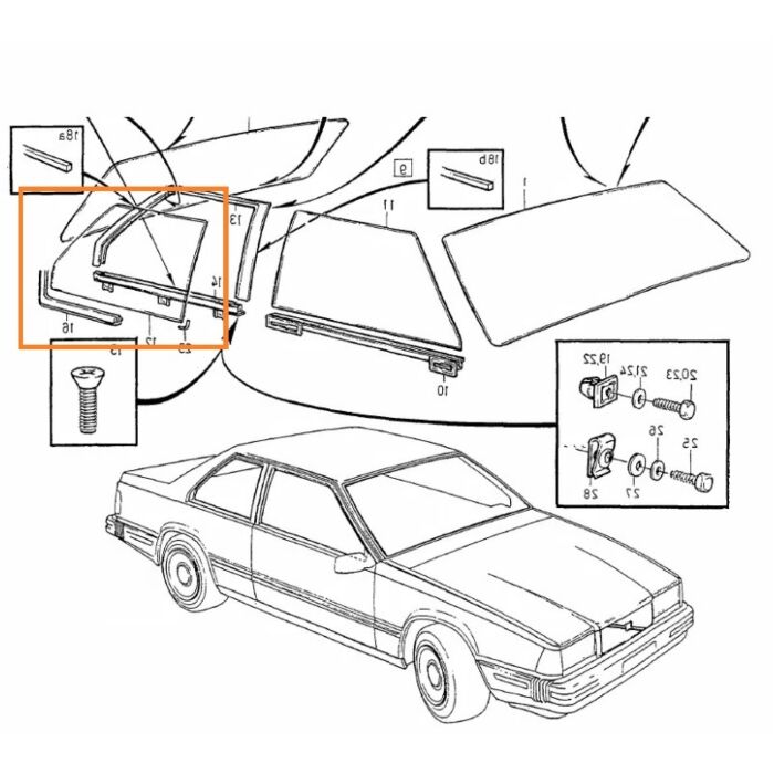 Vetro laterale destro posteriore Volvo 780, pezzo Volvo nr 1341308