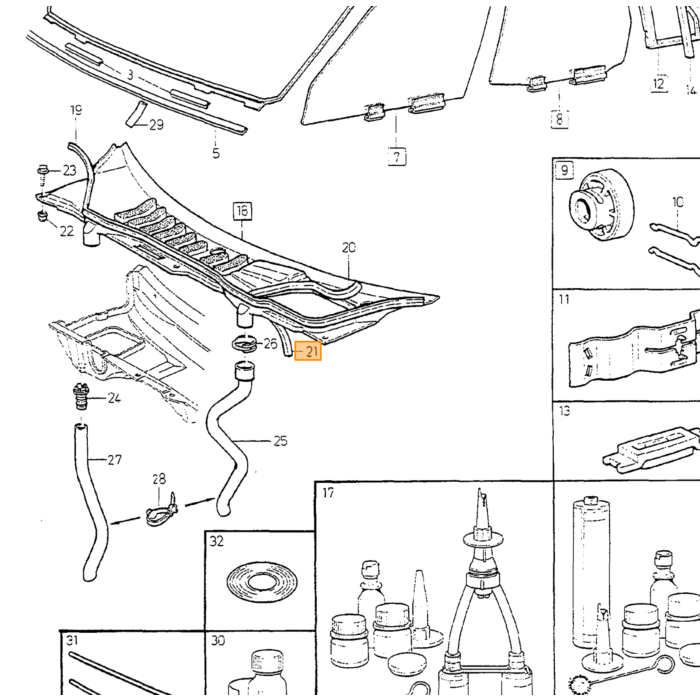 Montaggio specchietto esterno Volvo U morsetto passaggio specchio 240 740 760 850 Volvo pezzo nr 1342499