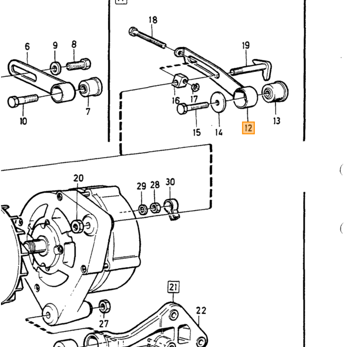 Supporto dinamo Volvo 240 340 360 740 760, chiave piegata B19 B23 B200, numero di parte Volvo 1346024