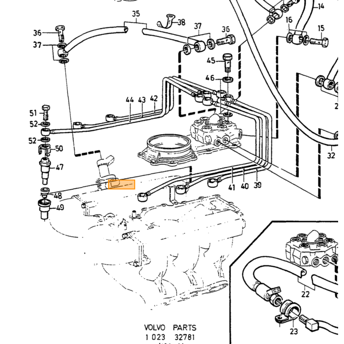 Volvo Anello di gomma iniettore B23ET+B23F+B23FT+B230ET+ Volvo ricambi no 1346393