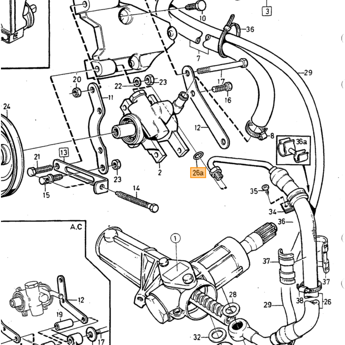 Volvo Tubo pressione servosterzo 240 benzina 1985-1990 p Volvo ricambi no 1359461