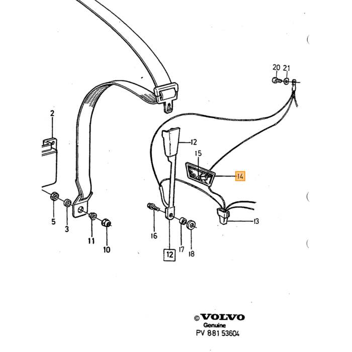 Volvo Supporto centrale cintura retrattile 244/245 Volvo ricambi no 1360367